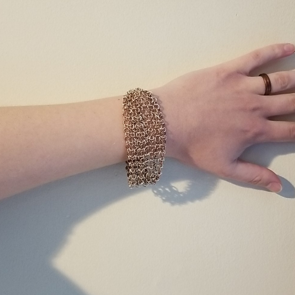 Rose Gold and Silver Chainmail Bracelet